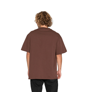 เสื้อยืดแขนสั้นผู้ชายทรงโอเวอร์ไซส์ สีพื้น คอโอ ทรงลำลอง ผ้าโพลีเอสเตอร์/คอตตอน แคนวาส ถักทอ สีน้ำตาลล้วน ด้านหน้าเรียบ - Product Image 2