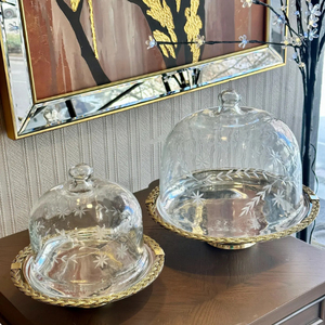 Supports à gâteaux en métal au design exclusif avec couvercle en verre, présentoir à desserts rond de haute qualité, accessoires pour gâteaux d'anniversaire à domicile - Product Image 6