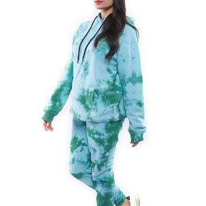 ชุดเสื้อฮู้ดผ้าฟลีซลายมัดย้อมพร้อมกางเกงจ็อกกิ้ง ทรงโอเวอร์ไซส์ สวมใส่สบายๆ สำหรับฤดูใบไม้ร่วง แบบ unisex  ทรงปกติ  ลายถัก - Product Image 2