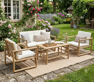 Juego de Muebles de Jardín de Bambú a Precio Mayorista Competitivo, Mesa y Sillas de Bambú Natural Estilo Boho, Hecho en Vietnam - Product Image 1