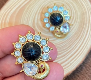 Attractive Premium Quality Brass Gold Plated Kundan <b>Earrings</b> Stylish Trendy Look for Women And Girls Wedding Collection - Product Image 4