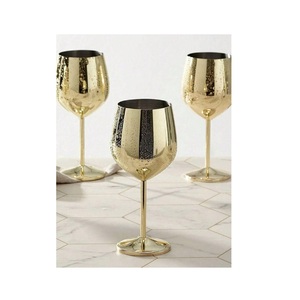 Gobelet à vin en acier inoxydable de luxe personnalisé, verres à vin rouge vintage en métal doré - Product Image 2