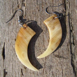 Ethnic Horn <b>Earrings</b> with Rustic Finish Handmade Eco-Friendly Design Natural Shape Adds Charm to Modern Outfits - Product Image 1