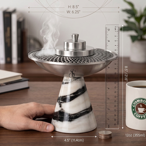 Luxury Metal & Resin Incense Burner With Mesh Design <b>Silver</b> <b>Top</b>. Round Shape Arabic Bakhoor Holder For Home Decor , Fragrance - Product Image 3