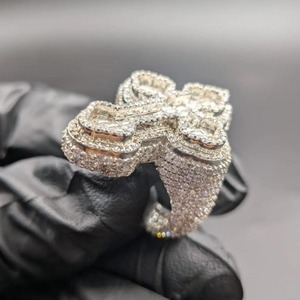 Iced Out Moissanite Cross <b>Ring</b> with Baguette Stones, 925 Sterling <b>Silver</b> Religious Hip Hop Statement Jewelry <b>Ring</b> <b>for</b> <b>Men</b> - Product Image 3