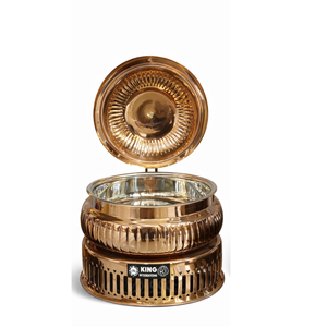 Plat à chafing de luxe en acier inoxydable doré durable avec couvercle - Product Image 2