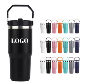 Vaso Térmico de Acero Inoxidable de 30 Oz con Logotipo Personalizado, Asa y Pajita Abatible, Color Personalizado, Estilo Americano, Regalo para el Regreso a Clases - Product Image 4