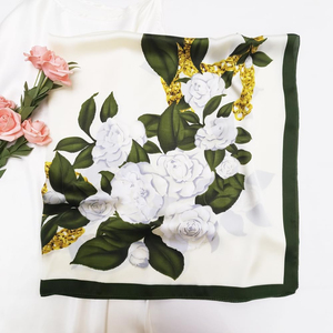Floral Printed <b>Silk</b> <b>Square</b> <b>Scarf</b> Women Fashion Accessory All Seasons 100% <b>Silk</b> Multi-Functional Adult Wear skin-friendly <b>silk</b> - Product Image 3
