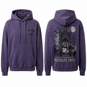 Sweat à capuche homme délavé à l'acide, imprimé crâne de chauve-souris en encre rouge personnalisé, streetwear vintage, coupe oversize, fabricant de vêtements de haute qualité - Product Image 2