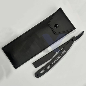 Professional Mens Beauty Straight Edge Razor with Black <b>Slide</b> Lock Eyebrow Shavette & Barber Shaving Razor for Salon Grooming - Product Image 1