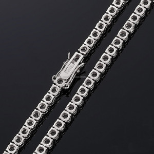 925 Sterling <b>Silver</b> Gold Bezel Setting for Certified VVS Moissanite Cluster Rope Chains Trendy <b>Chokers</b> Necklaces for Men's - Product Image 3