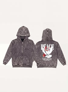 Mens Vintage Acid Wash Pullover Hoodie Oversized Eagle Rose Graphic <b>Back</b> Print Streetwear Hooded Sweatshirt - Product Image 4