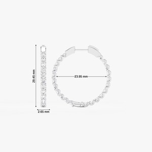 Boucles d'oreilles créoles inversées à griffes en U avec diamant de laboratoire rond 3 carats, en or 10/14/18 carats certifié IGI, bijoux tendance pour femme - Product Image 2