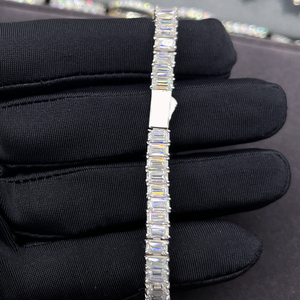 Bracelet tennis en diamant de laboratoire pour femme, argent 925, léger, taille baguette, diamant certifié, bijou de luxe élégant, cadeau - Product Image 4