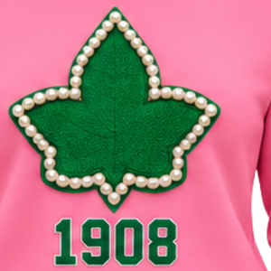 <b>Pink</b> Women Ribbed Crewneck Pullover Sweatshirt Embroidered Graphic Letter <b>Long</b> <b>Sleeve</b> Casual Sorority Style Knit <b>Top</b> - Product Image 6
