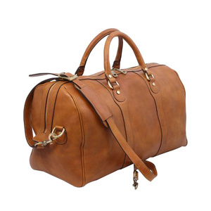 Genuine Leather Portable Weekender Duffel <b>Bag</b> Large Capacity Travel <b>Overnight</b> Carry Luggage Zipper Adjustable Shoulder Strap - Product Image 5