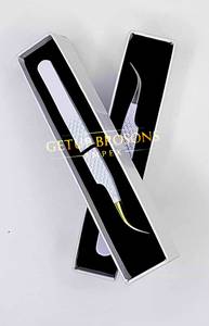 Pince à épiler pour extensions de cils, fine, à pointe de 90 degrés, antistatique, durable, avec revêtement en poudre bleu/blanc de qualité supérieure - Product Image 5