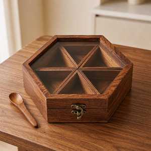 Moderno y Elegante Juego de Cajas de Especias de Madera Hechas a Mano, Diseño Tradicional Chino, Madera de Mango, Tapa de Bambú, Apilables, para Mantener la Frescura - Product Image 4