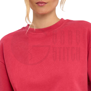 Sudadera Oversize de Cuello Redondo para Mujer, de Felpa con Efecto Ácido, Manga Larga, Lisa, Personalizable - Product Image 2