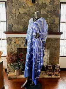 Robe caftan indigo japonaise Shibori Tie Dye, art portable, taille unique, style bohème - Product Image 3