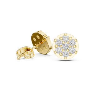 ต่างหูเพชรทรงกลมทองคำ 14K เพชรเพาะเลี้ยงสำหรับผู้หญิง สวมใส่ได้ทุกวัน |   เพชรที่เพิ่งเพาะเลี้ยง - Product Image 5