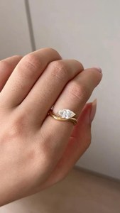 Anillo de Compromiso con Diamante Cultivado en Laboratorio Marquise – Anillo Solitario con Diamante Marquise Cultivado en Laboratorio, Certificado por IGI - Product Image 1