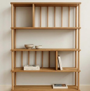 <b>Modern</b> Wooden Cubby <b>Shelf</b> 4-Tier Freestanding Bookcase Minimalist Design Living Room Home Furniture - Product Image 3