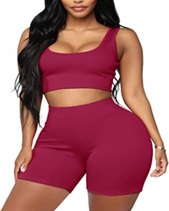 Conjunto de Shorts de Ciclismo de Dos Piezas para Mujer, de Poliéster/Algodón, Sólido, Casual, de Verano, de Alta Calidad, al por Mayor - Product Image 1
