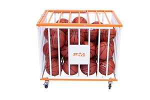 Chariot de rangement pliable et mobile Stag Iconic en acier inoxydable robuste pour ballons de basketball taille 7, grande capacité, avec revêtement en cuir PU - Product Image 2