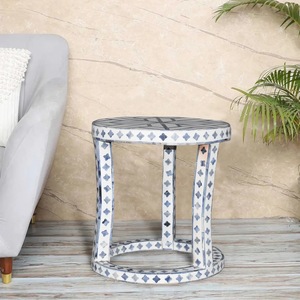 ILAHI's Bone Inlay <b>Table</b> Modern Design Agate Detailing <b>Storage</b> Portable Home Furniture - Product Image 1