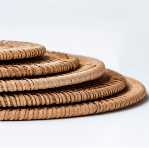 Ensemble de dessous de plat et de protection pour casseroles, rond, en résine, motif nid d'abeille, tressé en rotin - Product Image 6