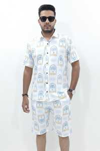 Conjunto de Verano para Hombre en Poliéster, Camisa de Manga Corta y Pantalones Cortos, Estilo Casual - Product Image 1