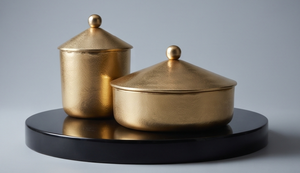 Wholesale Gold Finish Metal Date And Dry Fruit Storage Box Set Minimalist Tabletop Centerpiece Jar - Product Image 2