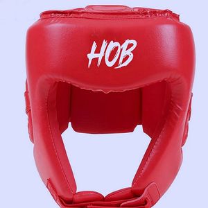 Protège-tête de boxe rouge en cuir PU unisexe pour adulte avec fermeture auto-agrippante - Product Image 1