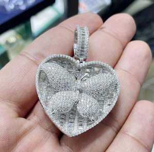 Pendentif Cœur Glacé Scintillant pour Femme, Diamant Moissanite VVS en Argent Sterling 925, Bijou Hip Hop Cœur d'Amour, Vente Chaude - Product Image 3