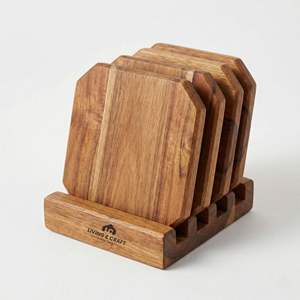 ที่วางแก้วไม้ทำมือระดับพรีเมียม |   ที่วางแก้วไม้เนื้อแข็งและที่จัดเก็บอุปกรณ์บนโต๊ะอาหารสำหรับบ้าน โรงแรม และร้านอาหาร - Product Image 2