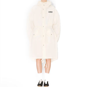 Chaqueta Cortavientos Larga con Capucha para Mujer, Personalizada, Ligera, Resistente al Agua, con Cordón Ajustable en la Cintura, para Actividades al Aire Libre, Informal - Product Image 5