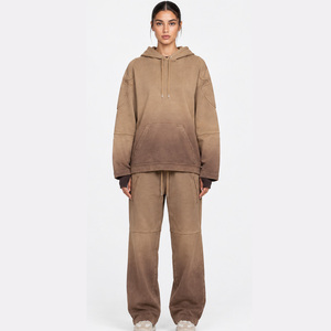 <b>Vintage</b> Custom Women’s Sunfade Tracksuit Set Washed Effect Breathable Premium <b>Sweatshirt</b> & Jogger Pants Casual Streetwear - Product Image 1