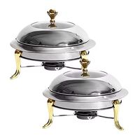 Chauffe-plat de luxe en acier inoxydable martelé avec support, couvercle et support pour louche, pour service buffet et plats de service, vaisselle haut de gamme