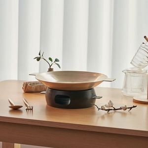 NOBBAN Premium Korean Bangjja Yugi Direct Fire Pot <b>Pan</b> Bulgogi <b>BBQ</b> Plate 12-inch Traditional Anseong Brassware Stovetop Safe Hea - Product Image 3
