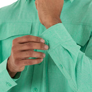 Chemises de pêche d'extérieur coupe-vent UPF 50 à manches courtes haut de gamme, ventilées, anti-humidité, protection solaire UV, avec logo frontal - Product Image 5