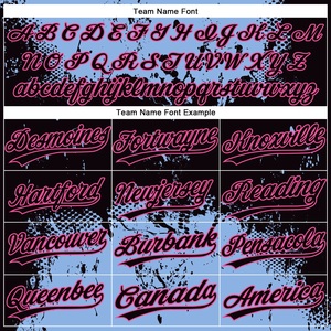 Custom Sublimated Baseball Jersey Unisex Adult Short Sleeve Moisture Wicking Team <b>Name</b> Print <b>Light</b> Blue Black Pink Jersey - Product Image 4