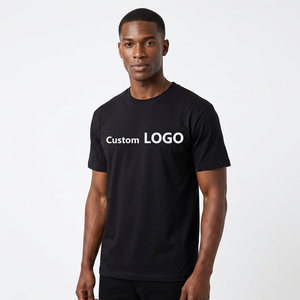 Camiseta Negra Personalizada con Logotipo para Hombre, Manga Corta, Cuello Redondo, Estilo Casual, 100% Algodón, Corte Regular, Diseño con Letra en la Parte Delantera - Product Image 2