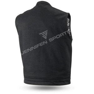 Gilet en toile 100% coton personnalisé, coutures noires, fermeture éclair, gilet de motard pour homme, doublure intérieure imprimée par sublimation, bandana - Product Image 4