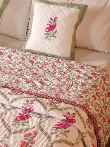 Traditional Embroidered Cotton <b>Quilt</b> Floral Pattern All-Season Home Decor <b>Bedding</b> Set - Product Image 3