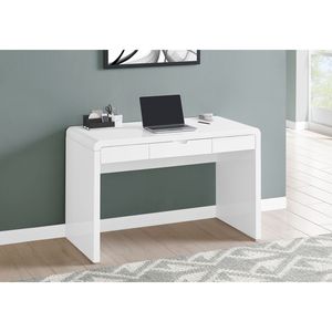 Modern Contemporary 48\"L Home Office Laptop Computer <b>Desk</b> with Glossy White Storage <b>Drawers</b> - Product Image 5