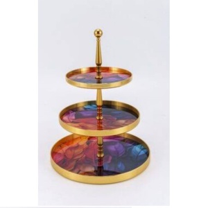 Top Display Cake Stand Tableware Decorative Handcrafted Antique Finished Metal Cake Stand With Metal Designer Stand - Product Image 2