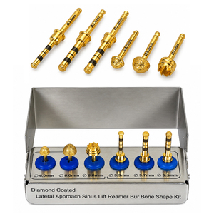 Kit de Implantes Dentales de 6 Piezas de Calidad Premium con Fresas de Elevación de Seno de Abordaje Lateral Recubiertas de Diamante y Fresas para Hueso Recubiertas de Oro - Product Image 1