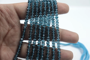 Topaze bleue de Londres perles rondelle à facettes 5mm topaze bleue naturelle pour la fabrication de bijoux - Product Image 2
