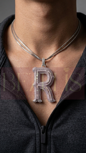 Custom Solid White <b>Gold</b> Iced Out Lab Grown Diamond Ornate Initial <b>Letter</b> Pendent Gothic Style Hip Hop Jewelry - Product Image 3